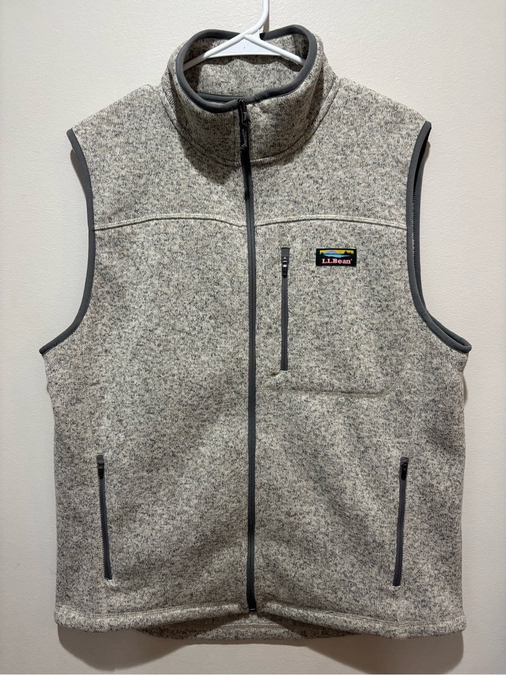 L.L.Bean Men’s Heather Gray Sweater Fleece Vest Outdoor Hiking Fall Layering